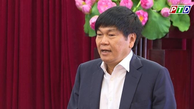 Chủ tịch Tập đoàn Hoà Phát Trần Đình Long phát biểu tại buổi làm việc với lãnh đạo tỉnh Đắk Nông hôm 8/4/2022 (Ảnh: PTD)