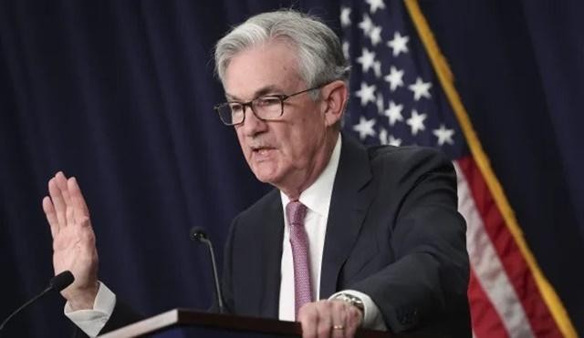 Chủ tịch Fed Jerome Powell chủ trì phiên họp báo công bố tăng lãi suất ngày 4/5. Ảnh: Getty. Chủ tịch Fed Jerome Powell chủ trì phiên họp báo công bố tăng lãi suất ngày 4/5. Ảnh: Getty.