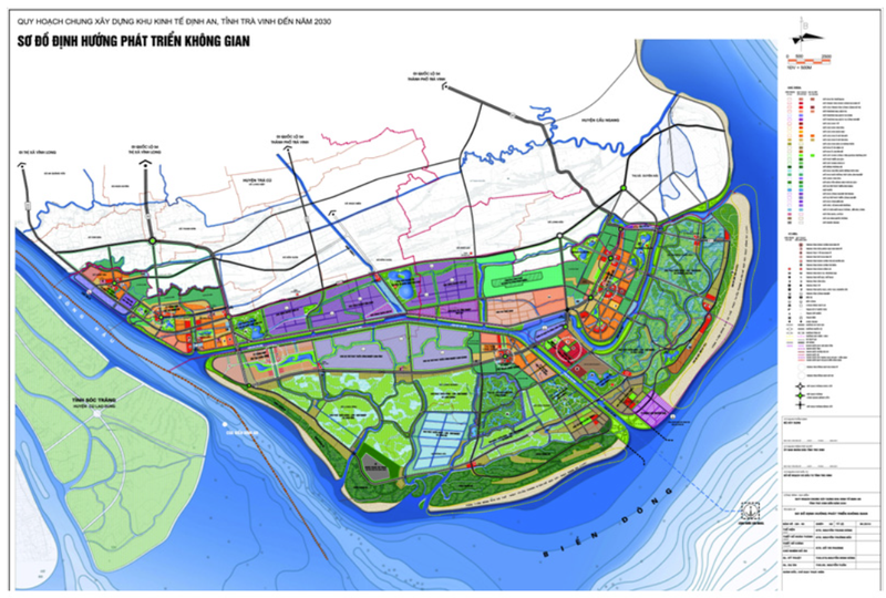 Sơ đồ quy hoạch Khu kinh tế Định An đến năm 2030 (Nguồn: Travinh.gov.vn)