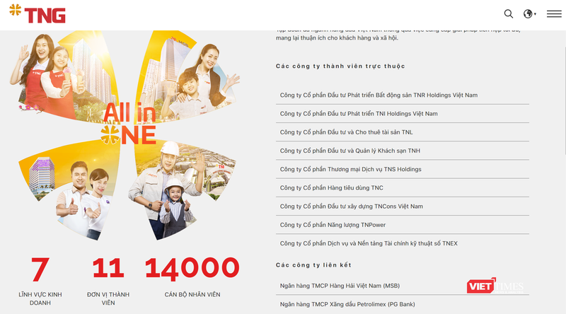 TNG Holdings từng tự giới thiệu trên website rằng MSB và PG Bank là &apos;các công ty liên kết&apos;