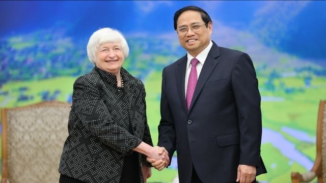 Thủ tướng Phạm Minh Chính tiếp Bộ trưởng Bộ Tài chính Mỹ Janet Yellen tại Việt Nam - (Ảnh: VGP) 