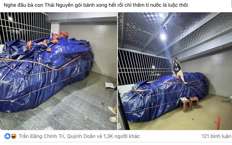 Đoạn chia sẻ về hình ảnh "bọc" ô tô chống ngập được nhiều người dùng mạng bình luận. Ảnh chụp màn hình. Screen Shot 2025-06-30 at 17.15.23.png