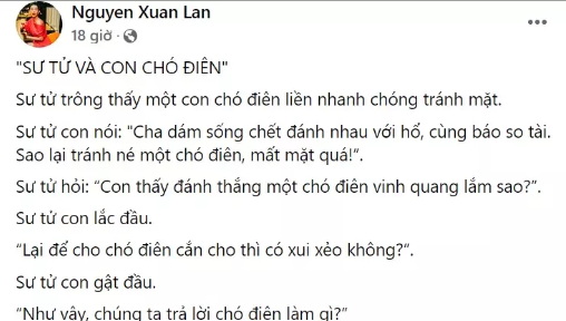 Bài đăng khó hiểu của Xuân Lan về câu chuyện &quot;Sư tử và chó điên&quot;