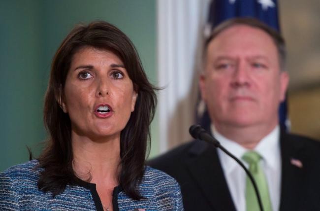 Ngày 19.6.2018, Ngoại trưởng Mỹ Mike Pompeo và Đại sứ Mỹ tại Liên Hợp Quốc Nikki Haley thông báo Mỹ rút ra khỏi Hội đồng Nhân quyền Liên Hợp Quốc.