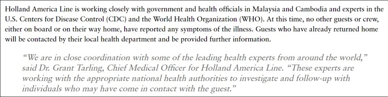 Tuyên bố tìm người của hãng Holland America Line (Ảnh: Guancha)