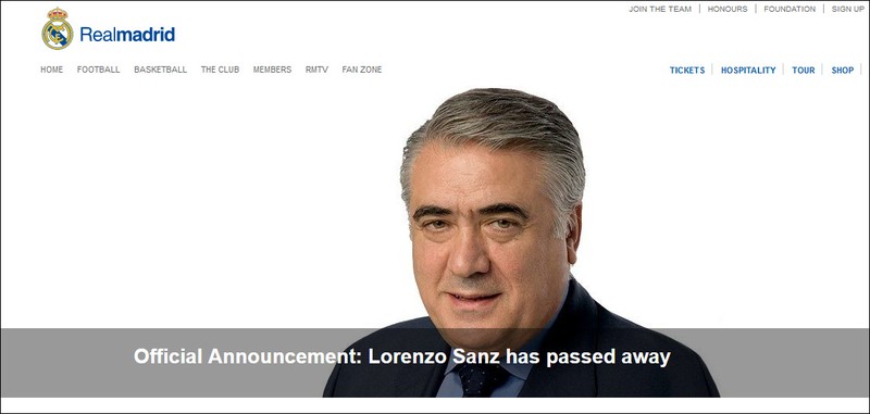 Cựu Chủ tịch CLB Real Madrid qua đời vì COVID-19 (Ảnh: Guancha). Cựu Chủ tịch CLB Real Madrid qua đời vì COVID-19 (Ảnh: Guancha).
