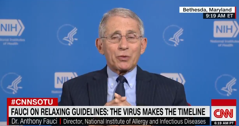 Ngày 29/3, ông Fauci dự đoán trên CNN: Mỹ sẽ có mấy triệu người bị bệnh và khoảng 1- 2 trăm ngàn người bị chết vì COVID-19 (Ảnh: Guancha).