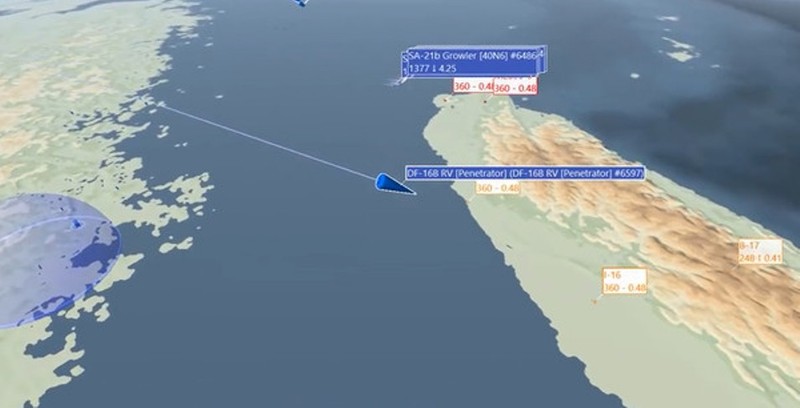 Sơ đồ mô phỏng tên lửa từ Đại Lục tấn công Đài Loan (Ảnh: .ettoday)