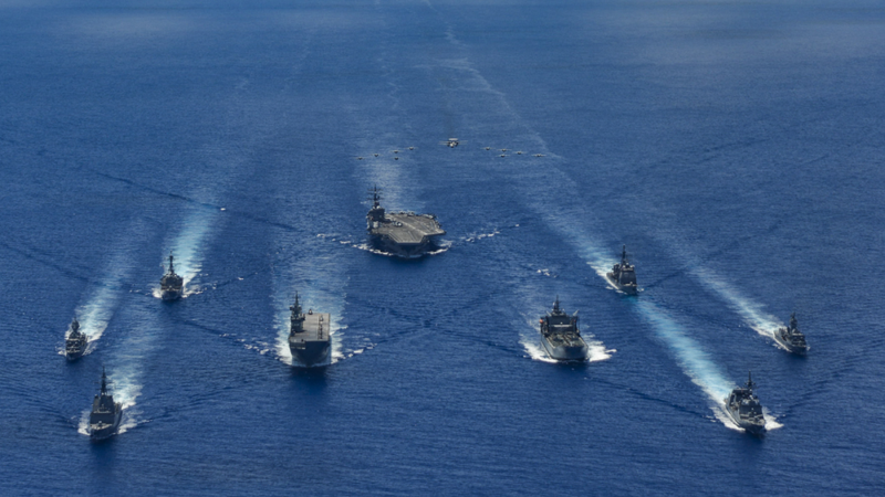 Các tàu chiến của Australia diễn tập chung với tàu hải quân Mỹ và Nhật Bản (Ảnh: Australia Navy). Các tàu chiến của Australia diễn tập chung với tàu hải quân Mỹ và Nhật Bản (Ảnh: Australia Navy).