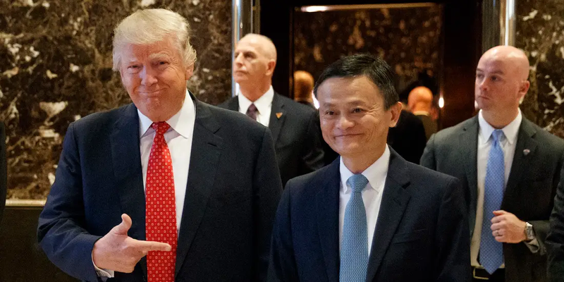Tổng thống Mỹ Trump và ông chủ Alibaba Jack Ma vốn có quan hệ tốt đẹp (Ảnh: businessinsider).