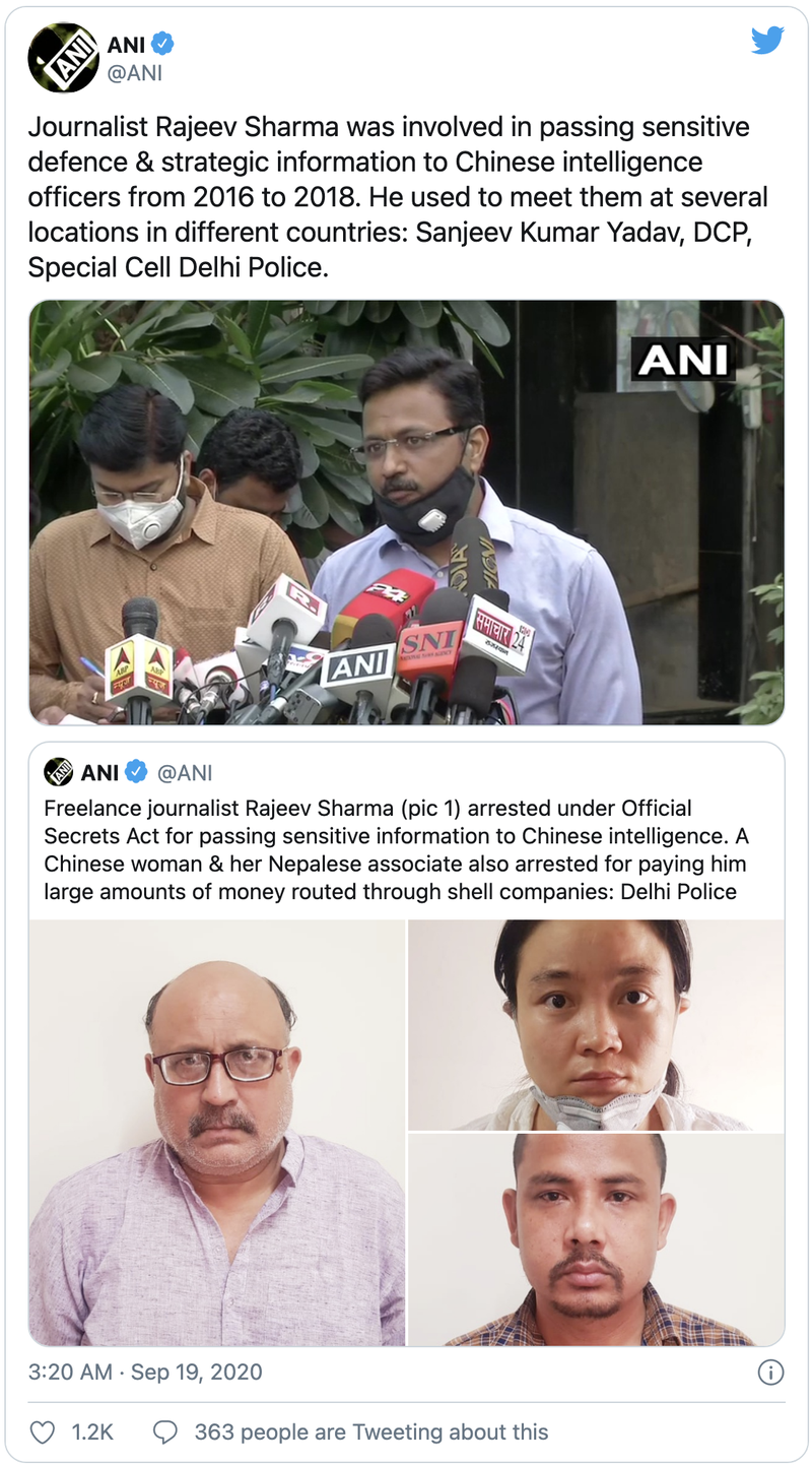 Hãng tin Ấn Độ ANI đưa tin về vụ việc (Ảnh: Deutsche Welle). Hãng tin Ấn Độ ANI đưa tin về vụ việc (Ảnh: Deutsche Welle).