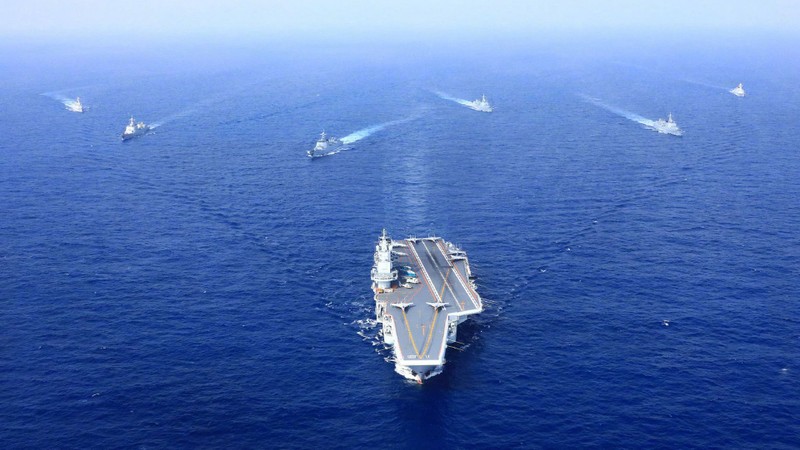 Nhóm tàu sân bay Liêu Ninh Trung Quốc huấn luyện ở Tây Thái Bình Dương (Ảnh: Tân Hoa xã).