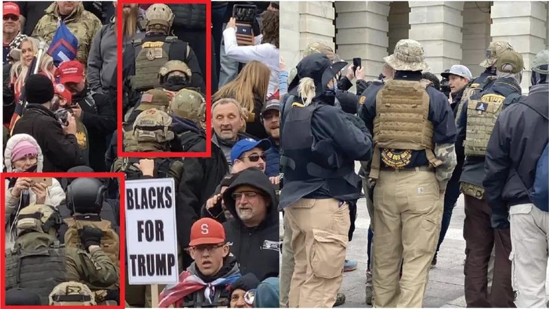 Các phần tử thuộc tổ chức dân quân cực hữu “Oath Keepers” tham gia tấn công nhà Quốc hội Mỹ hôm 6/1 bị chụp ảnh (Ảnh: The Paper). Các phần tử thuộc tổ chức dân quân cực hữu “Oath Keepers” tham gia tấn công nhà Quốc hội Mỹ hôm 6/1 bị chụp ảnh (Ảnh: The Paper).
