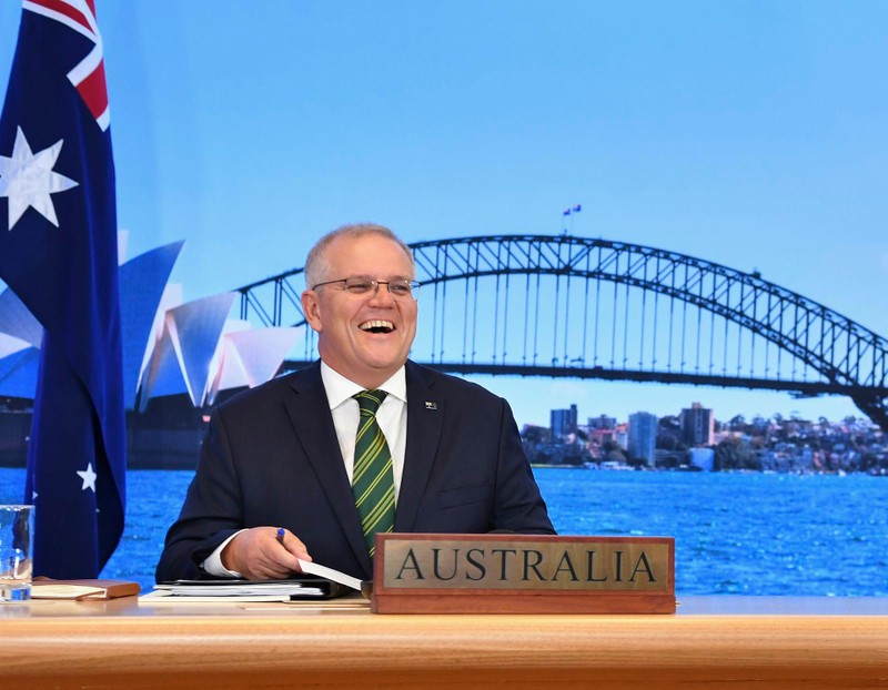 Thủ tướng Australia Scott Morison: cuộc gặp là một &quot;bình minh mới&quot; ở khu vực Ấn Độ - Thái Bình Dương, hy vọng sự hợp tác của 4 nước sẽ mang lại hòa bình, ổn định và phồn vinh (Ảnh: Reuters).