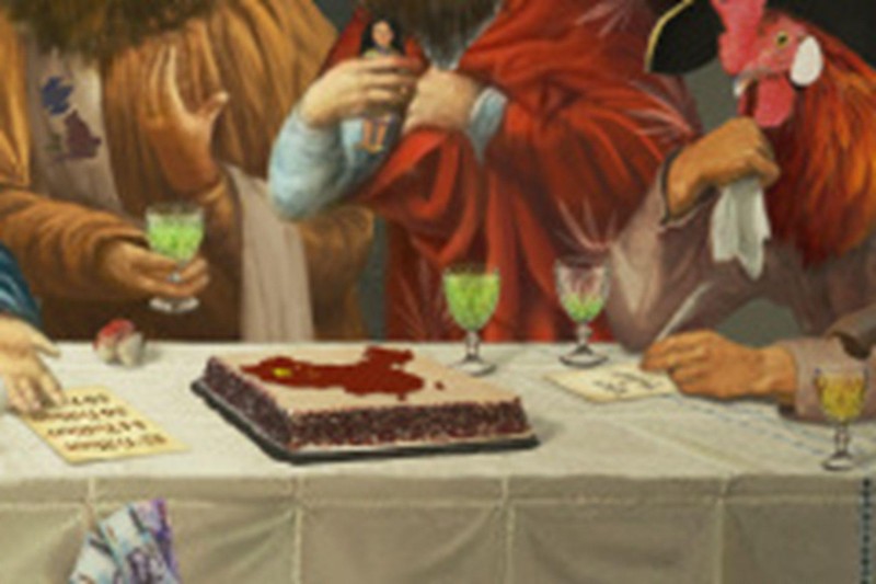 Trong tranh, Trung Quốc trở thành chiếc bánh ga-tô để các nhà lãnh đạo G7 ăn nhậu (Ảnh: Đa Chiều).