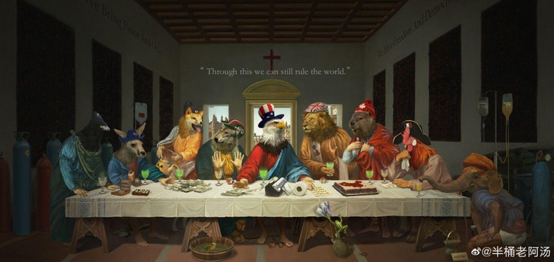 Bức tranh châm biếm về Hội nghị thượng đỉnh G7 lan truyền rộng rãi ở Trung Quốc (Ảnh: Đa Chiều).