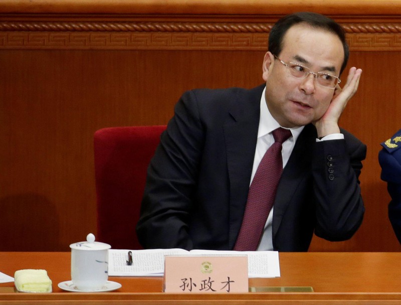 Tôn Chính Tài tại một hội nghị Bộ Chính trị (Ảnh: Thepaper).