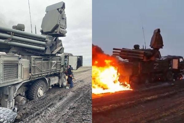 Một hệ thống phòng không Pantsir-S của quân Nga bị trúng tên lửa (Ảnh: ET). Một hệ thống phòng không Pantsir-S của quân Nga bị trúng tên lửa (Ảnh: ET).