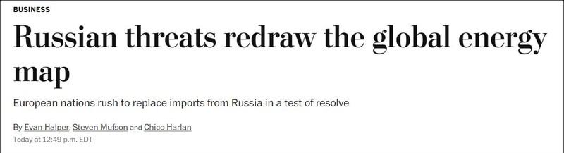Bài báo của The Washington Post nói Nga đang vẽ lại bản đồ năng lượng toàn cầu. Bài báo của The Washington Post nói Nga đang vẽ lại bản đồ năng lượng toàn cầu.