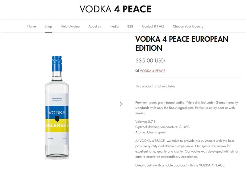 Rượu Vodka &quot;Zelensky&quot; của một Công ty Thụy Sĩ (Ảnh: Guancha).