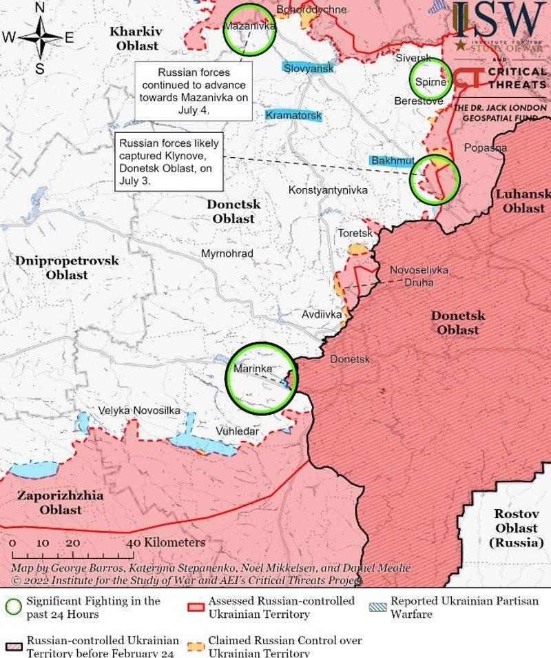 Ba thành phố trọng yếu ở Donetsk (tô đậm màu xanh lam) đang bị Quân đội Nga uy hiếp (Ảnh: ISW). Ba thành phố trọng yếu ở Donetsk (tô đậm màu xanh lam) đang bị Quân đội Nga uy hiếp (Ảnh: ISW).