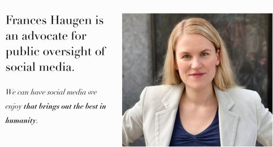 Frances Haugen, người được biết đến với biệt danh &quot;người tố cáo Facebook&quot;. (Ảnh: 163.com).