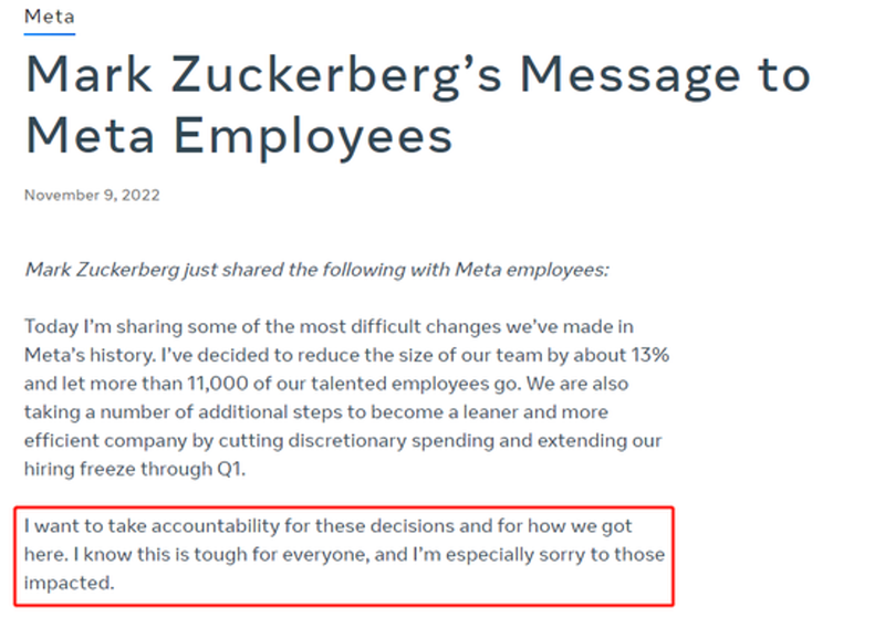 Thư của Mark Zuckerberg gửi những nhân viên bị sa thải (Ảnh: Sina). Thư của Mark Zuckerberg gửi những nhân viên bị sa thải (Ảnh: Sina).