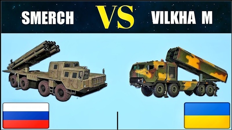 So sánh dàn BM-30 Smerch của Nga (trái) với Vilkha-M của Ukraine. (Ảnh: Sohu).