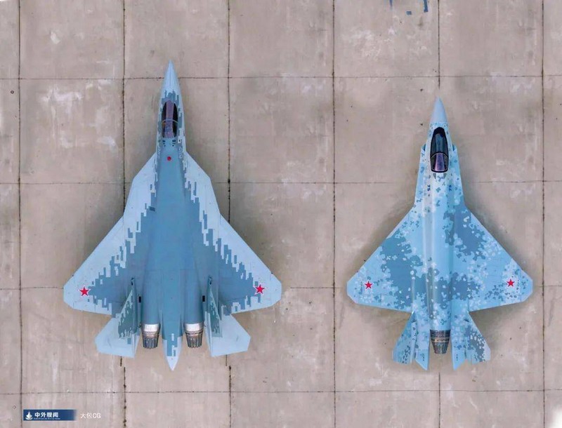 So sánh kích thước Su-57 (trái) và Su-75 (Ảnh: Sohu). Su-57 va Su-75 cu.jpeg