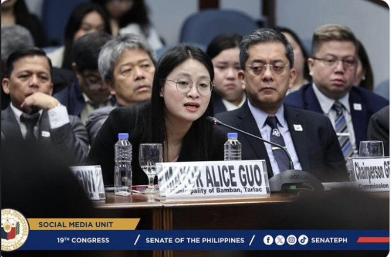 Alice Guo trong lần ra điều trần trước Thượng viện Philippines tháng 6/2024 (Ảnh: Creaders)