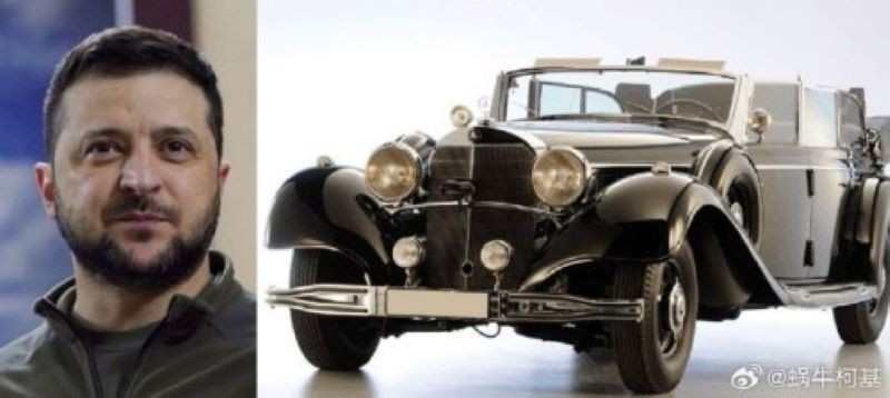 Fakenews về ông Zelensky chi 15 triệu USD để mua lại chiếc Mercedes-Benz của trùm Quốc xã Hitler. Ảnh: Guancha. Ong Zelensky mua xe oto.jpg