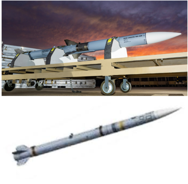 Tên lửa AIM-120 (dưới) và AIM-260 (trên) của Mỹ. Ảnh: Guancha. AIM-260 va AIM-120.png