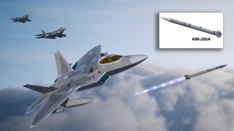 Hình ảnh đồ họa máy tính mô phỏng máy bay F-22 phóng tên lửa AIM-260. Ảnh: Toutiao.