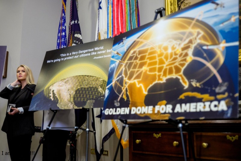Hôm 12/5, Nhà Trắng đã công bố hình ảnh đồ họa về hệ thống Golden Dome. Ảnh: Getty. 12.5 Trump cong bo Vom Vang, Getty.jpg