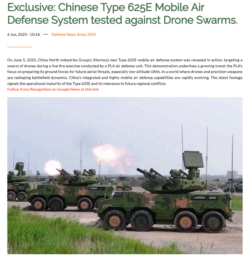 Trang "Military Recognition" của Bỉ hôm 6/6 viết về Hệ thống Type 625E. Ảnh: Sohu. Bai viet tren bao Bi.png
