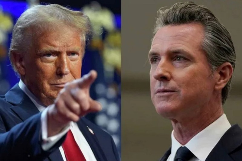 Thống đốc bang California Gavin Newsom phản đối mạnh mẽ quyết định huy động Lính thủy đánh bộ của Tổng thống Trump. Ảnh: Axios. Mau thuan gay gat.jpg
