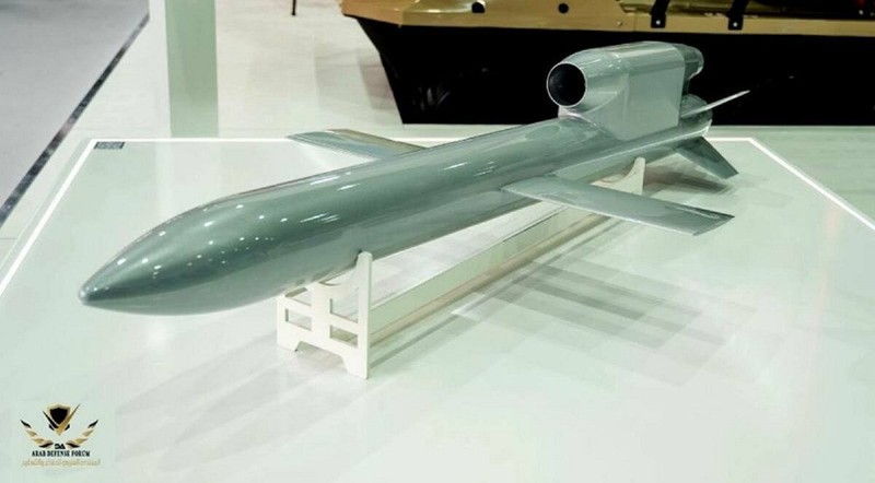 Tên lửa FP-3 của Anh được trưng bày tại Hội chợ Abu Dhabi tháng 2/2025. Ảnh: Newtalk. Ten lua EP-3 cua Anh.jpg