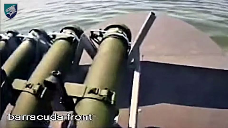USV "Barracuda" có thể mang ống phóng rocket. Ảnh: Militarnyi. Ong phong dan.png
