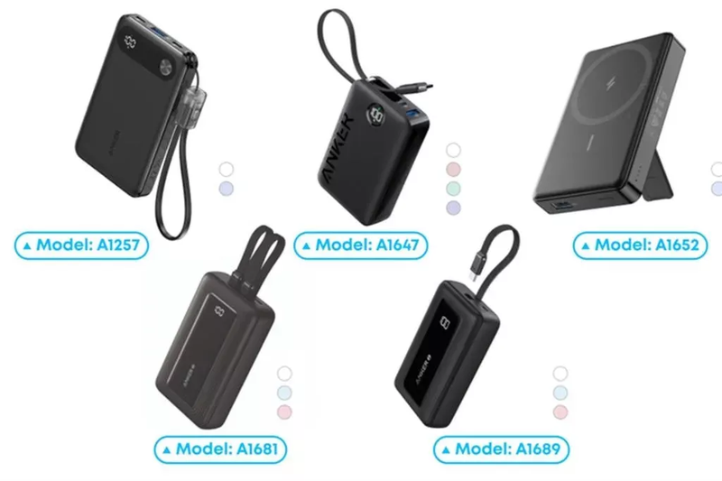 Các mẫu sạc dự phòng của hãng Anker có vấn đề về cháy nổ. Ảnh: Wforum. Cac mau sac Anker bi thu hoi.png