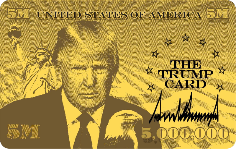 Thẻ vàng Trump ban đầu dự kiến được bán với giá 5 triệu USD. Ảnh: Getty. Trump_Card.png