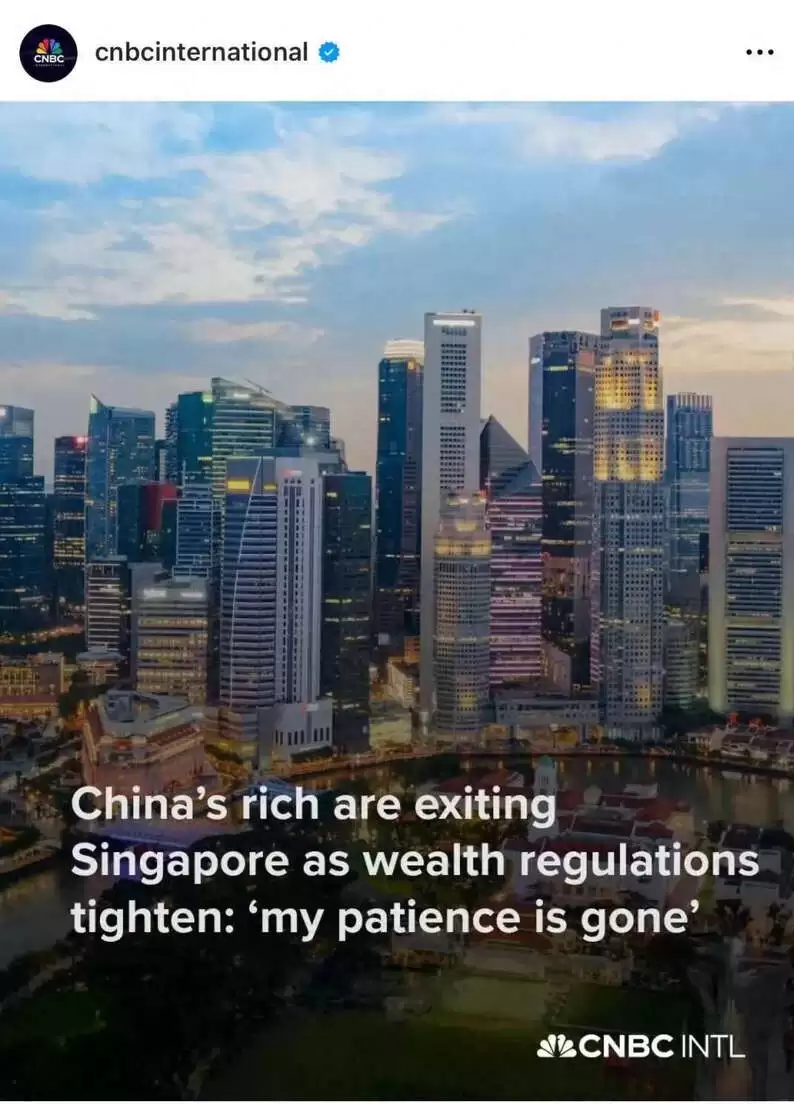 Hãng CNBC đưa tin về các nhà giàu Trung Quốc đang rời khỏi Singapore. CNBC dua tin.png