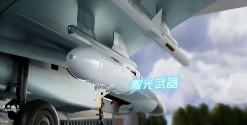 Cận cảnh pod laser dưới cánh J-11B. Ảnh: 6park. Thung gtreo.jpg