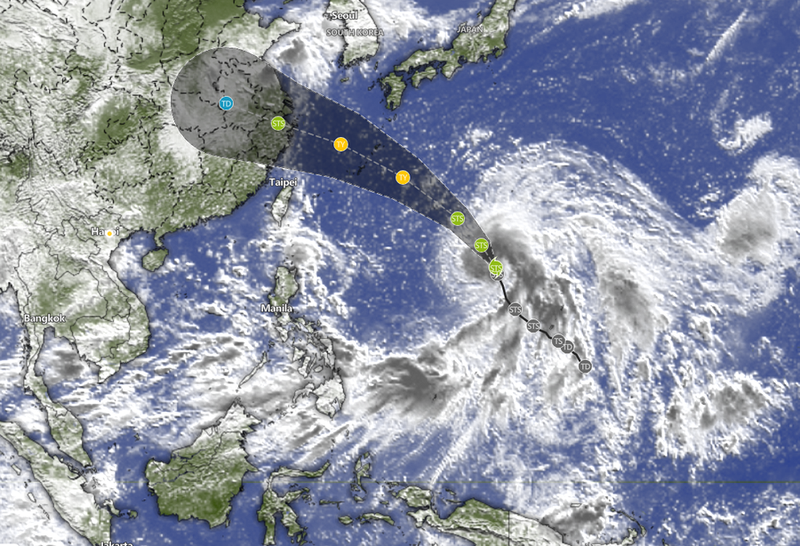 Dự báo đường đi của bão Bebinca trưa ngày 12/9 (Ảnh: Theo Manila times).