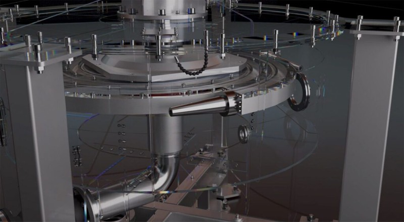 Vòi phun chứa đầy chất lỏng, sau đó được bơm vào bằng bọt khí. Khi giãn nở sẽ phụt ra, tạo thành phản lực quay động cơ. Ảnh NoCamels