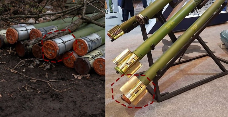ER Grad 2000 ở Ukraine (trái) và tại gian triển lãm (phải). Ảnh Ukraine Weapons Tracker