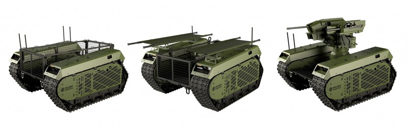 Các biến thể của UGV HeMIS. Ảnh Milrem Robotics robotthemis02-3467.jpg