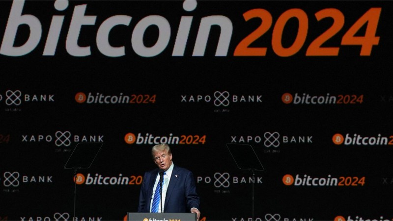 Ông Donald Trump phát biểu tại sự kiện Bitcoin 2024 ở Nashville. Ảnh: Reuters.