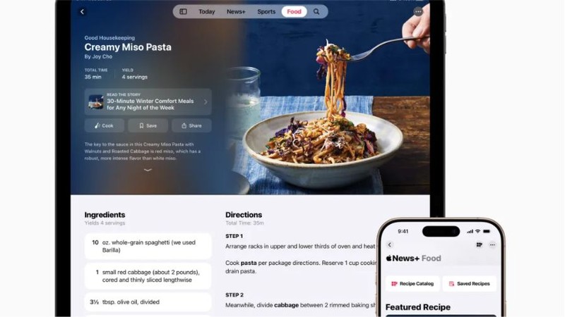 Apple News Plus Food trên iPad và iPhone. Ảnh: The Verge.