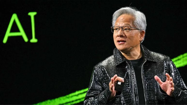 CEO của Nvidia Jensen Huang có bài phát biểu quan trọng tại Triển lãm Điện tử Tiêu dùng ở Las Vegas vào tháng trước. Ảnh: SCMP.