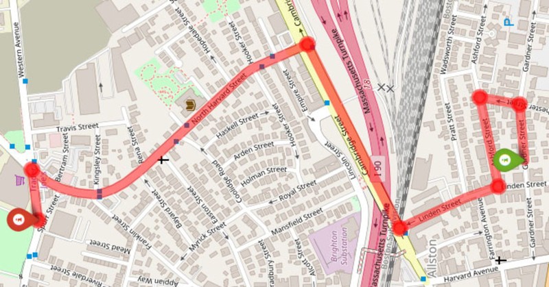 Kết quả theo dõi một đối tượng tại thành phố Massachusetts, Mỹ được nhóm nghiên cứu của Đại học Northeastern công bố. Ảnh: CNBC